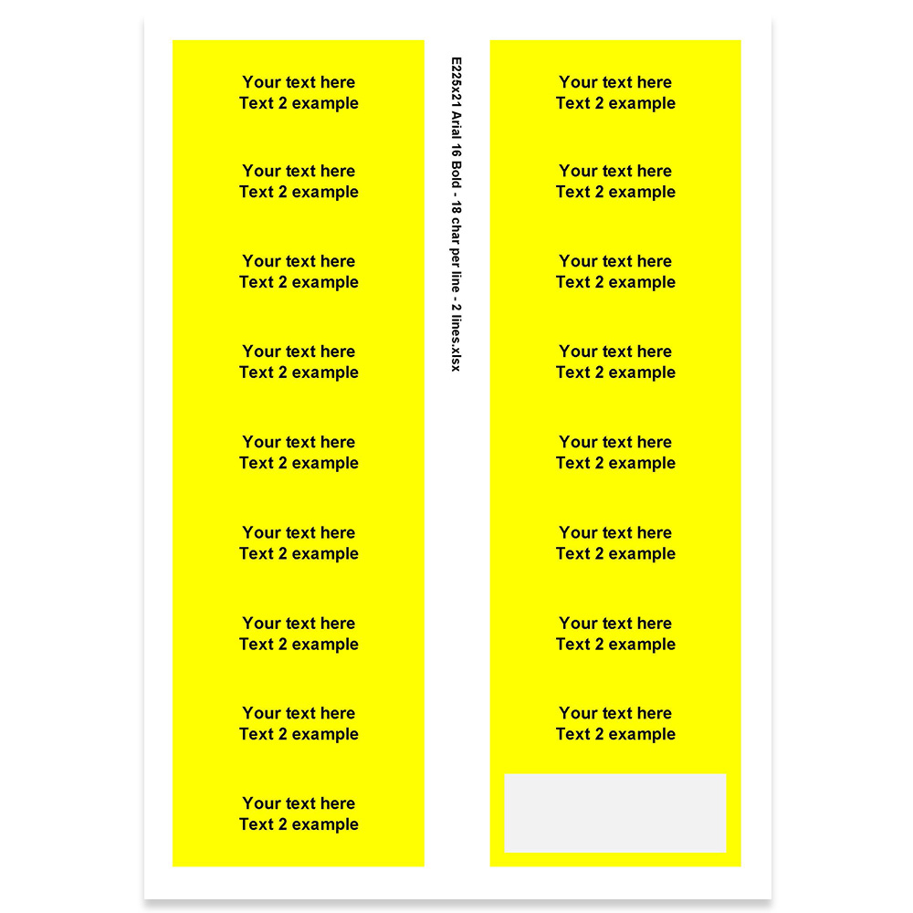 E225321 - 2 lines, Arial 16 max 2 x 18 characters