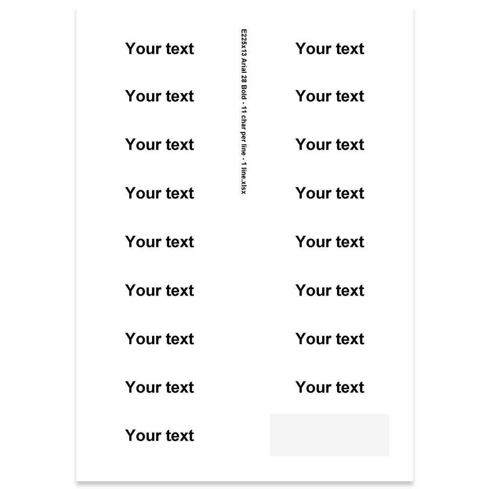 E225413 - 1 line, Arial 28 max 11 characters