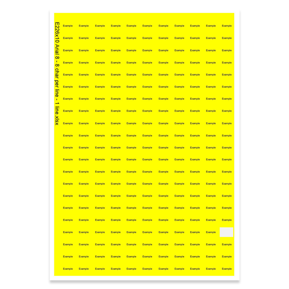 E226310 - 1 line, Arial 8 max 8 characters