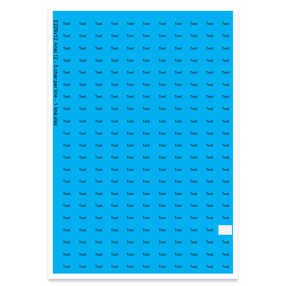 E226212 - 1 line, Arial 12 max 5 characters