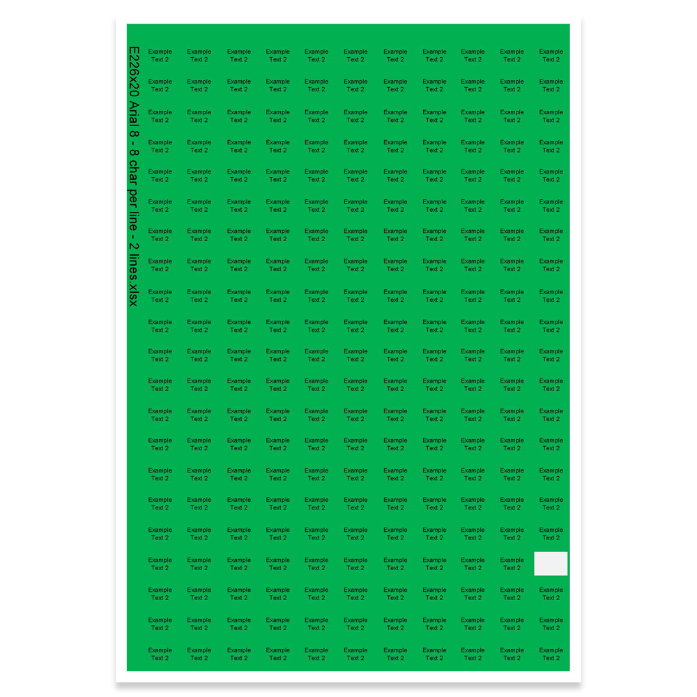 E226120 - 2 lines, Arial 8 max 2 x 8 characters