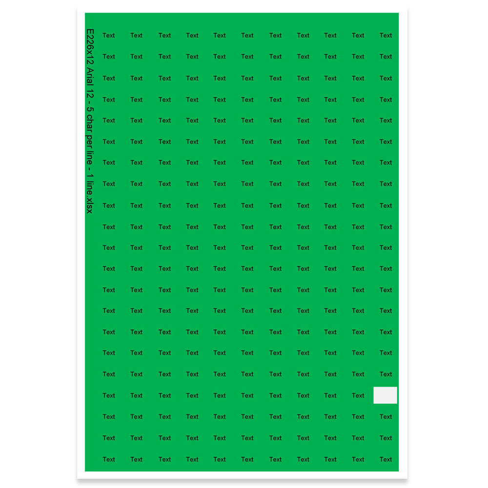 E226112 - 1 line, Arial 12 max 5 characters